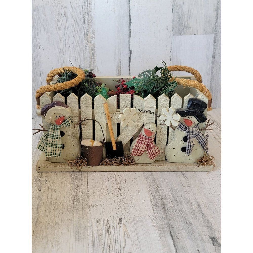 Wooden snowman Garden mistletoe‎ Xmas decor snowflake